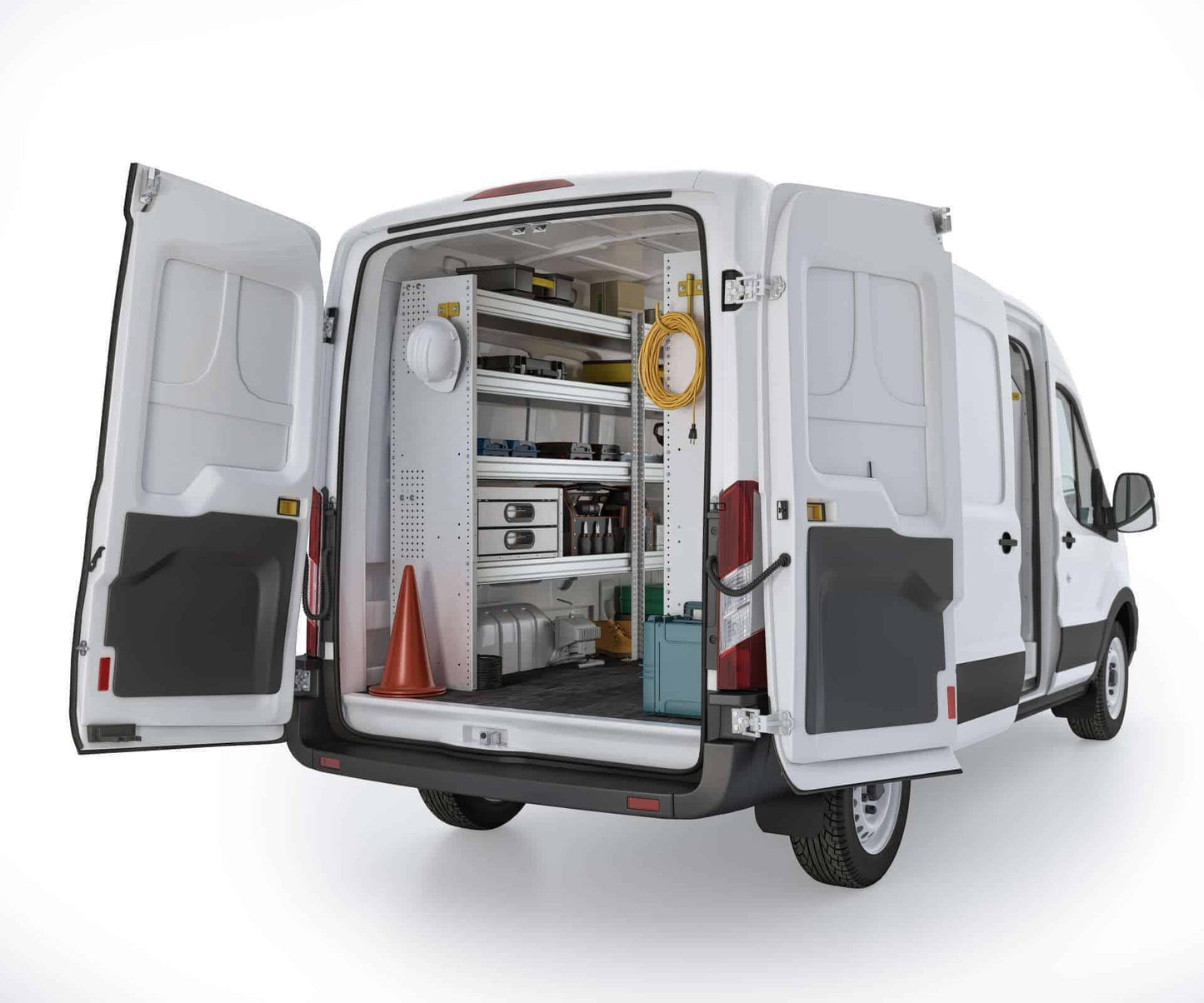 Aluminum Van Shelving Package, Ford Transit Med Roof, 148” WB