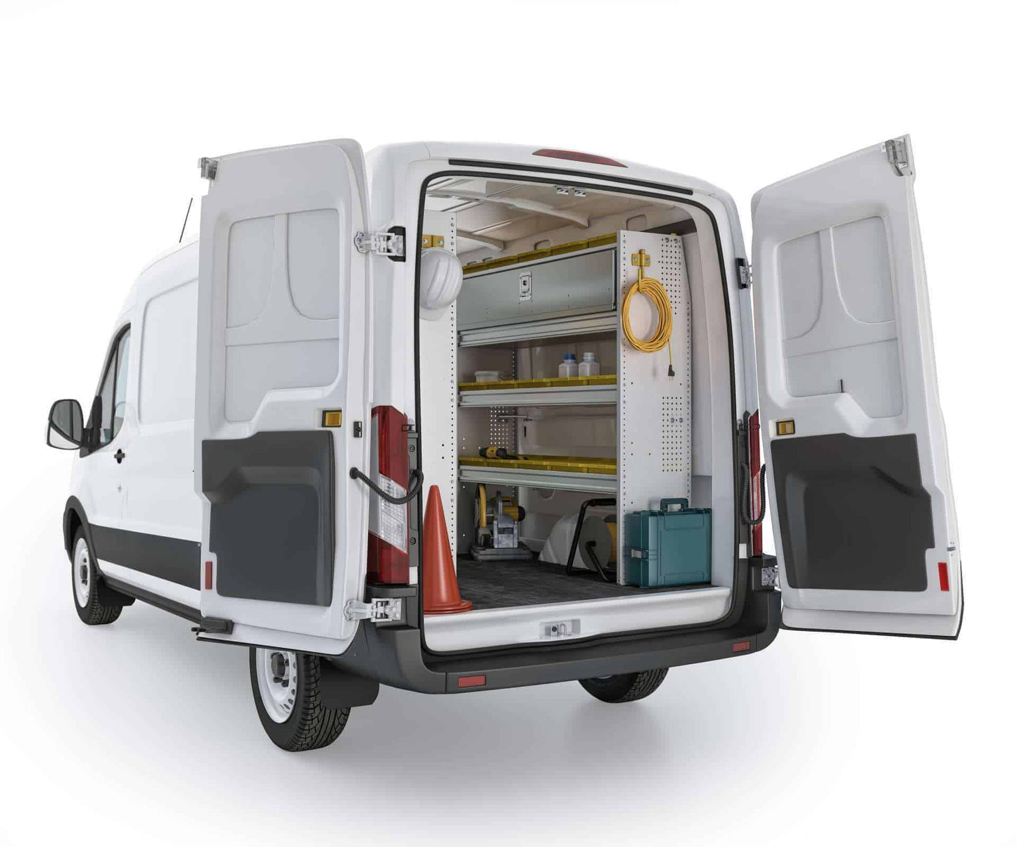 Aluminum Van Shelving Package, Ford Transit Med Roof, 148” WB
