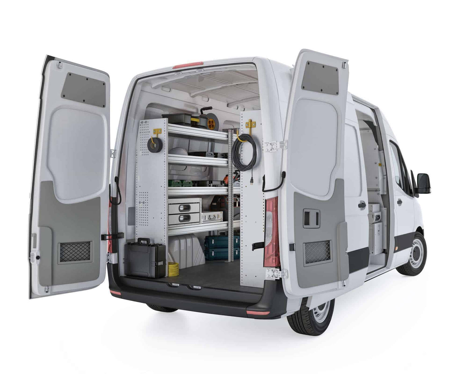 Aluminum Van Shelving Package, Mercedes Sprinter, 144” WB