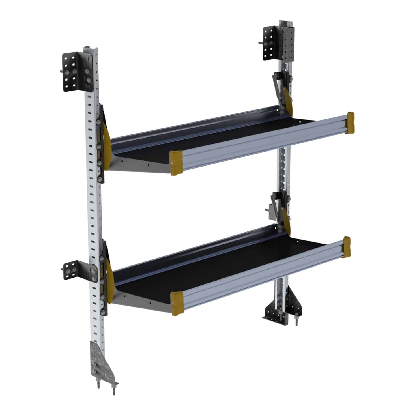 Fold-Away Cargo Van Foldable Shelving System, 2 Levels, 65″h x 48″w