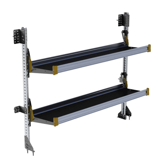 Fold-Away Cargo Van Foldable Shelving System, 2 Levels, 65″h x 72″w